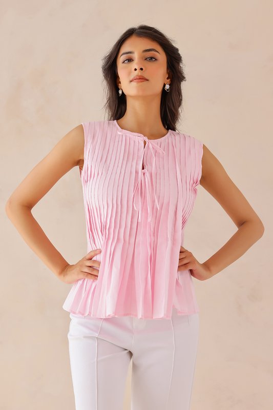 Pink Pleated Top