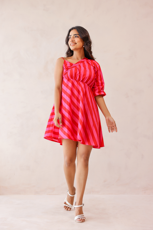 Flamingo Pop One Shoulder Dress
