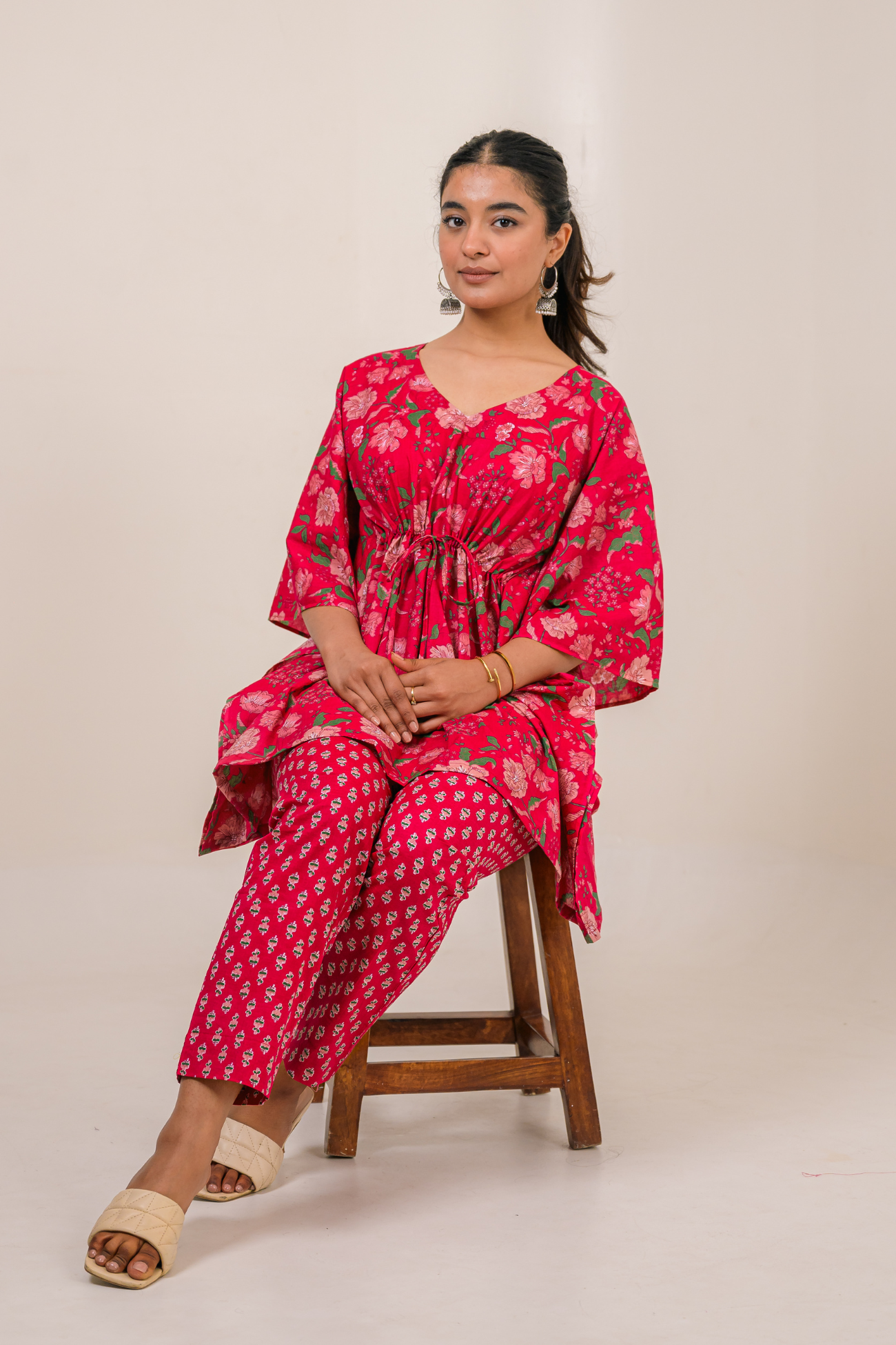 Pink Blossom Kaftan Coord Set