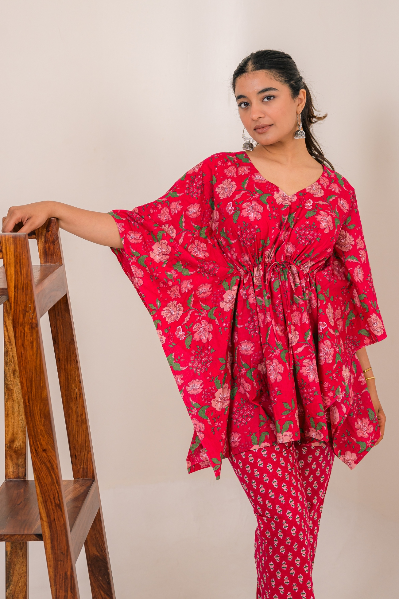 Pink Blossom Kaftan Coord Set