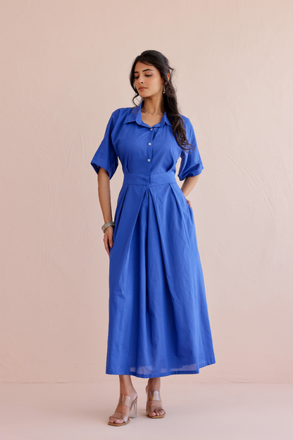 Azure Pleat Dress