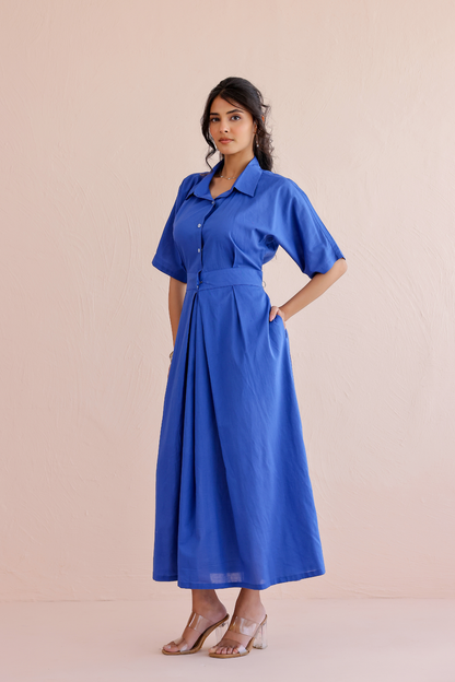 Azure Pleat Dress