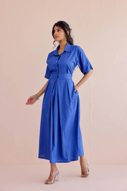 Azure Pleat Dress