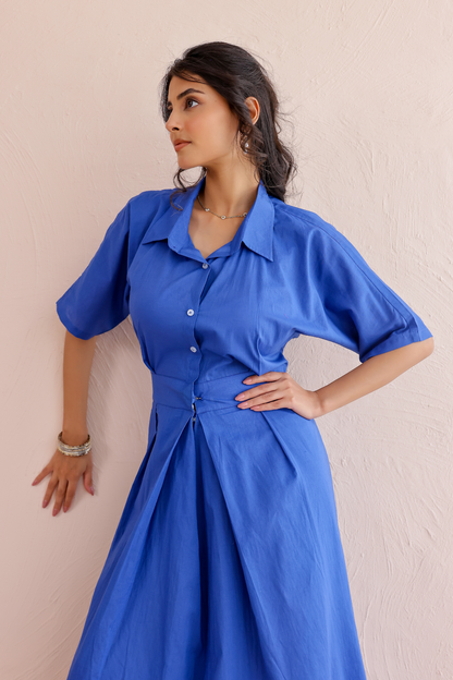 Azure Pleat Dress