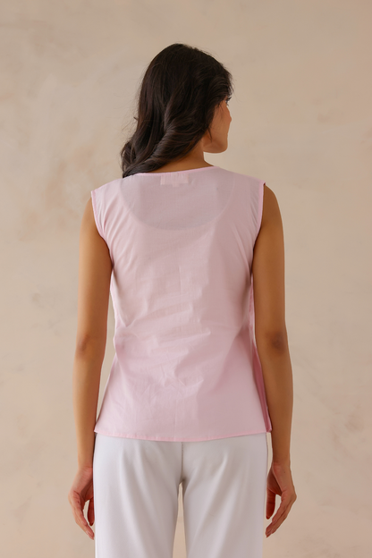 Pink Pleated Top