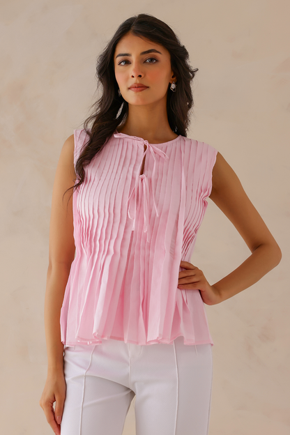 Pink Pleated Top
