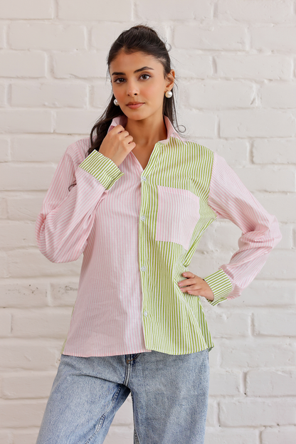 Mint & Blush Contrast Shirt