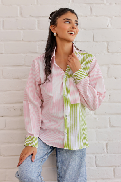 Mint & Blush Contrast Shirt