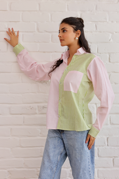 Mint & Blush Contrast Shirt