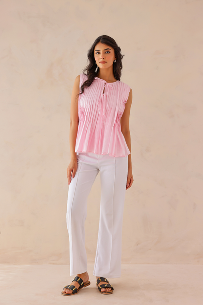 Pink Pleated Top