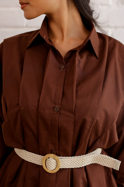 Cocoa Pleated Shirt