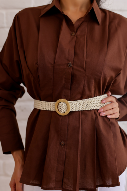 Cocoa Pleated Shirt