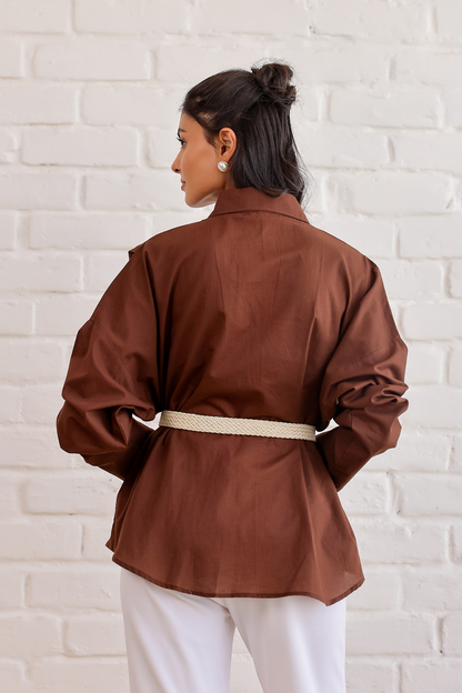 Cocoa Pleated Shirt