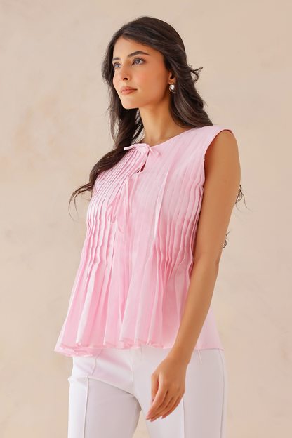 Pink Pleated Top