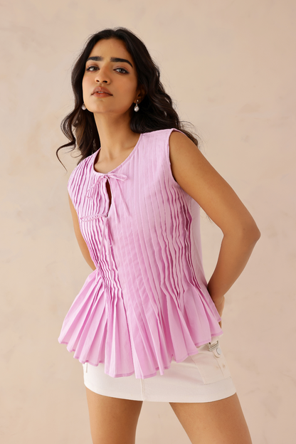 Lilac Pleated Top