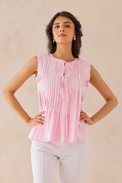 Pink Pleated Top