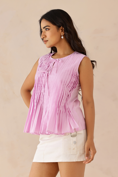 Lilac Pleated Top