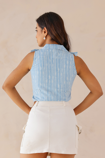 Sky Blue Ruffle Shirt