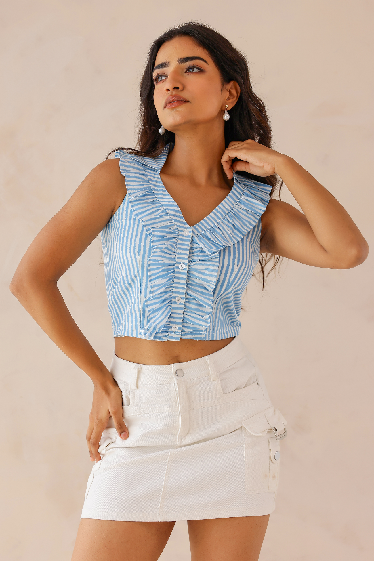 Sky Blue Ruffle Shirt