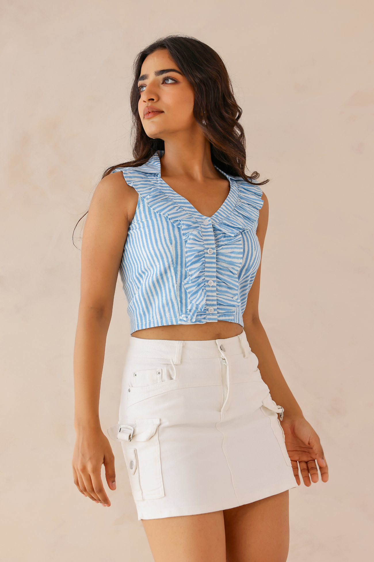 Sky Blue Ruffle Shirt
