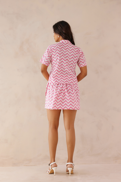 Pink Chevron Handblock Coord Set