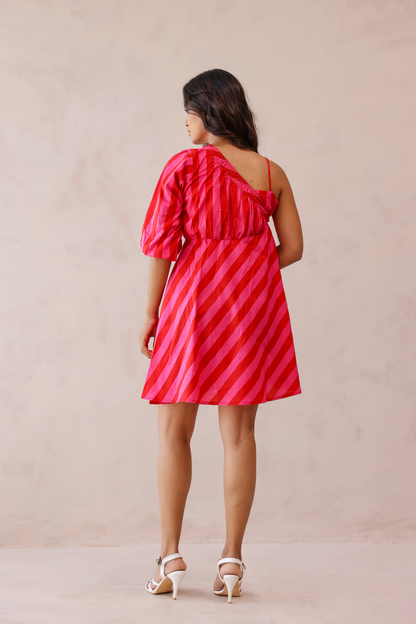 Flamingo Pop One Shoulder Dress