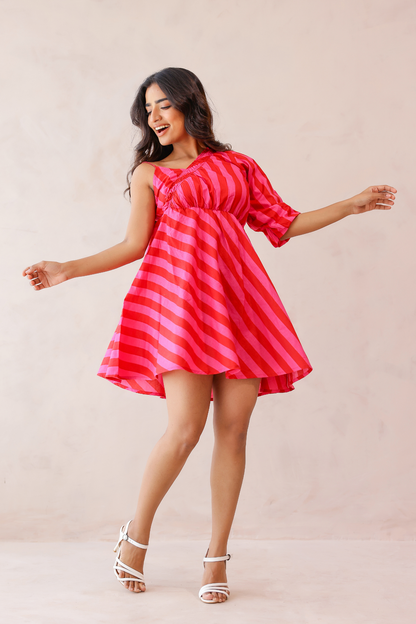 Flamingo Pop One Shoulder Dress