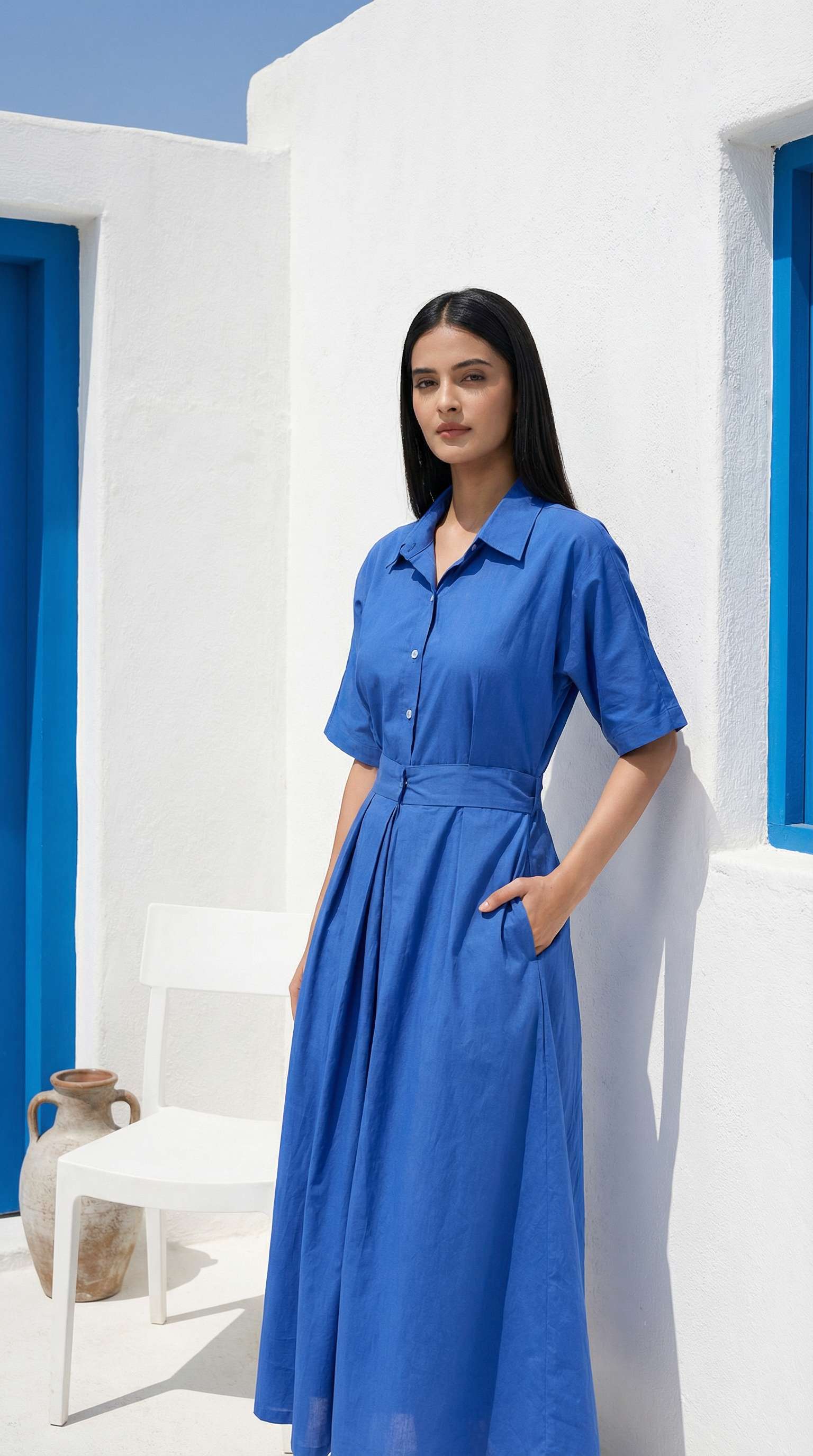 Azure Pleat Dress