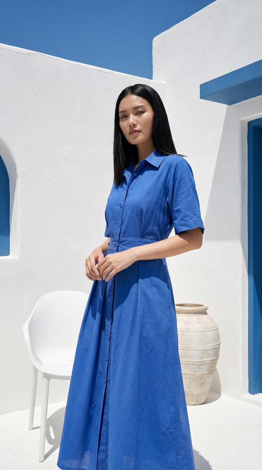 Azure Pleat Dress