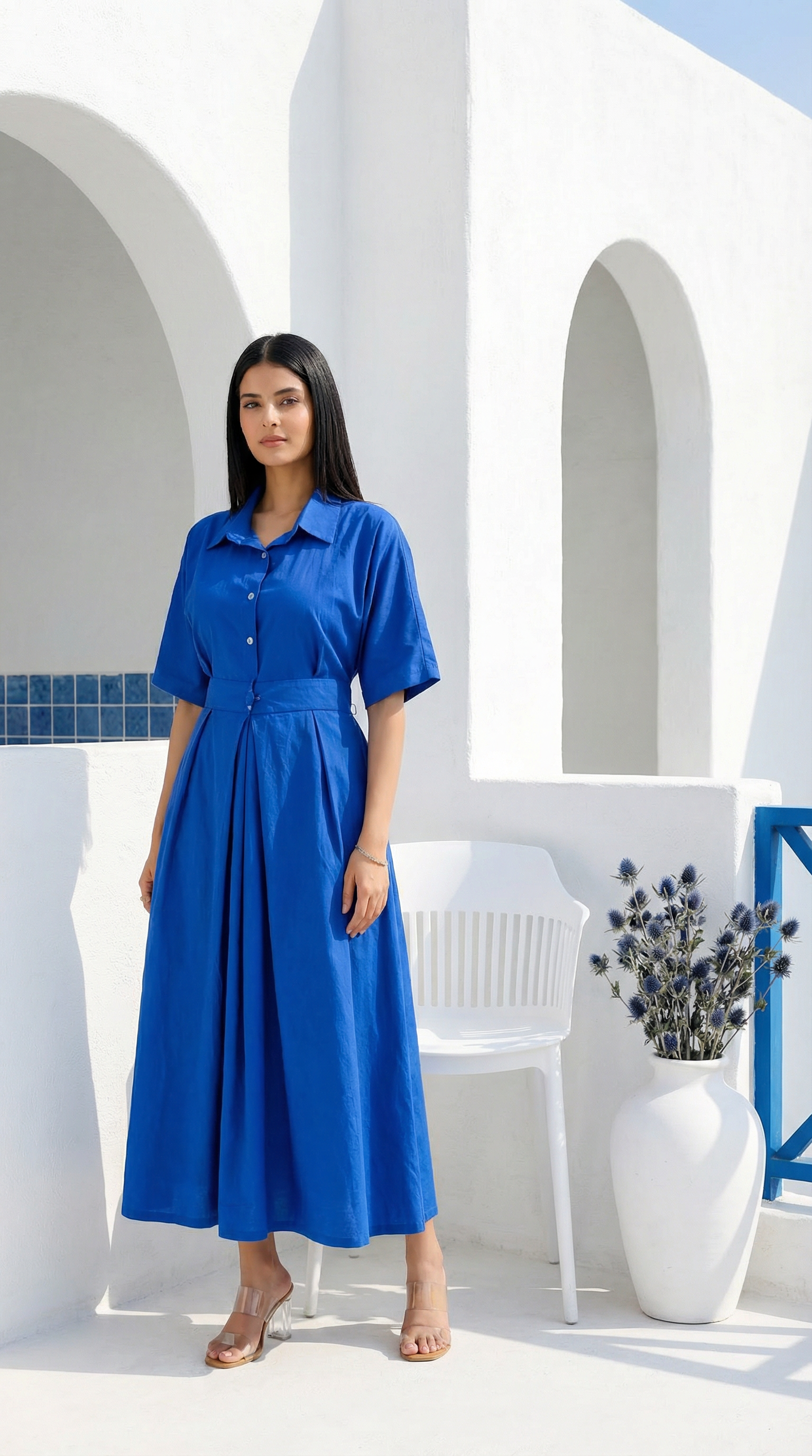 Azure Pleat Dress