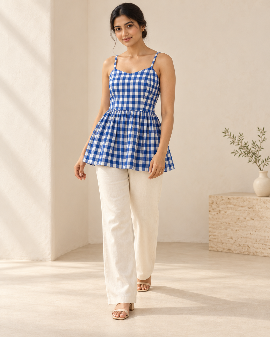 Bluebell Check Top