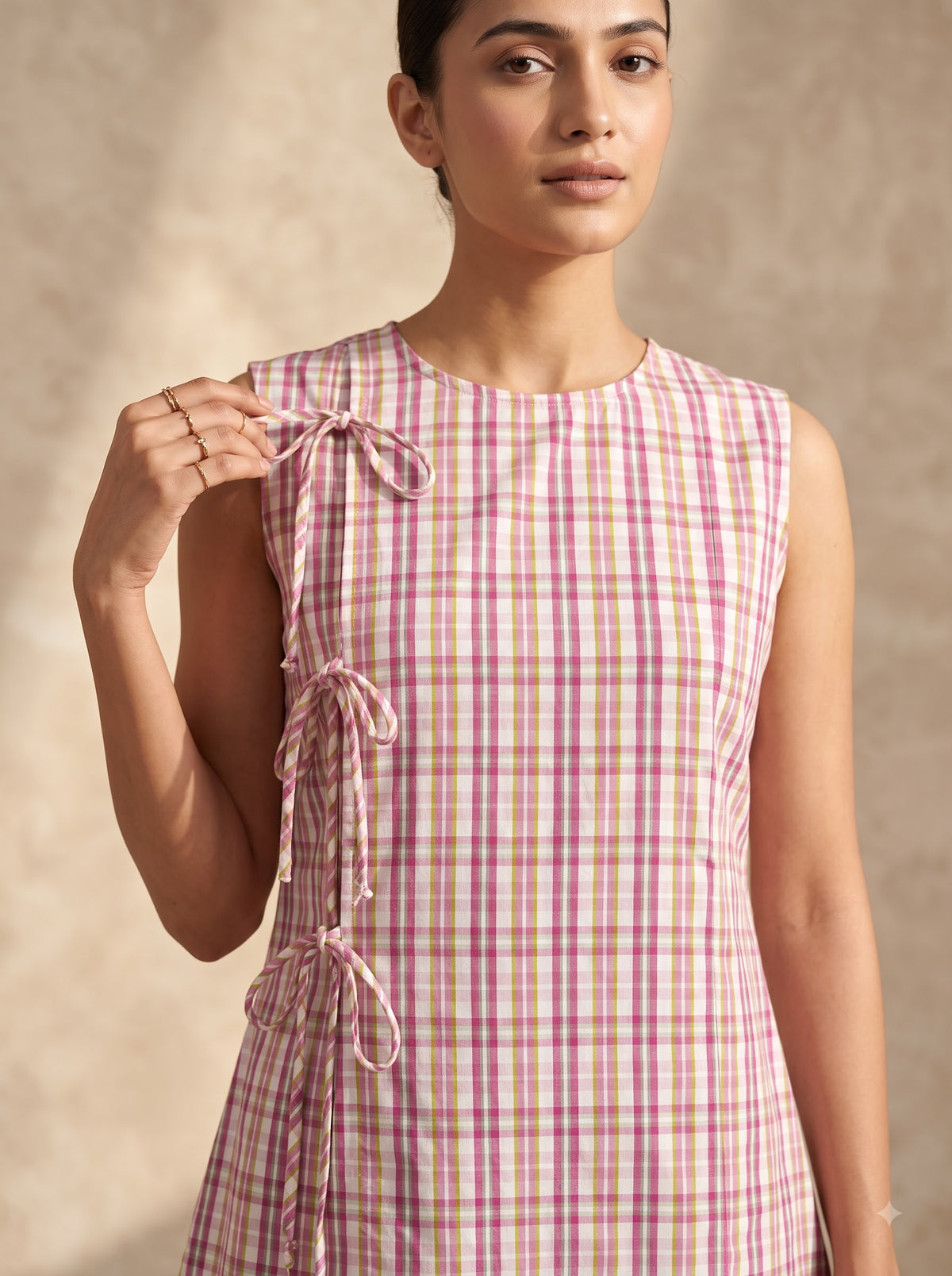 Blush Check Mini Dress