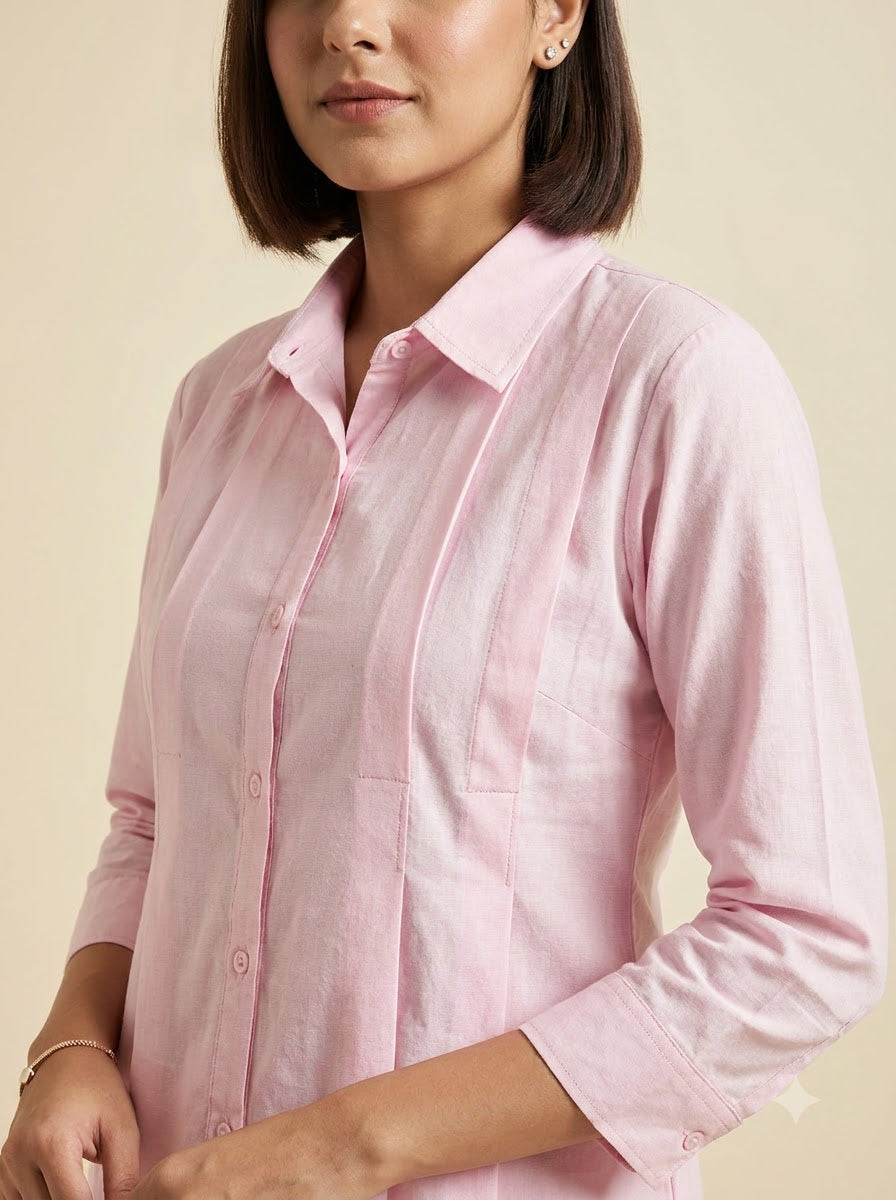 Blush Pleat Top