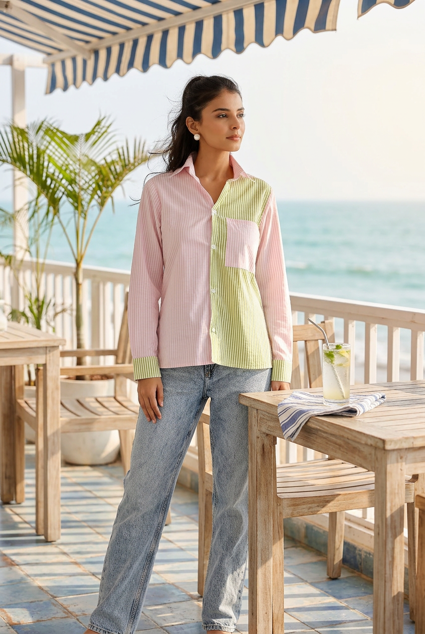 Mint & Blush Contrast Shirt