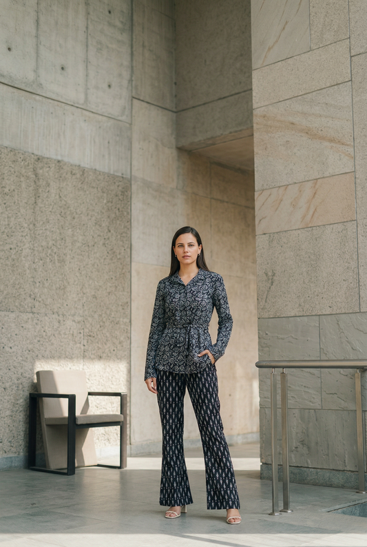 Black Tulip Shirt Coord Set