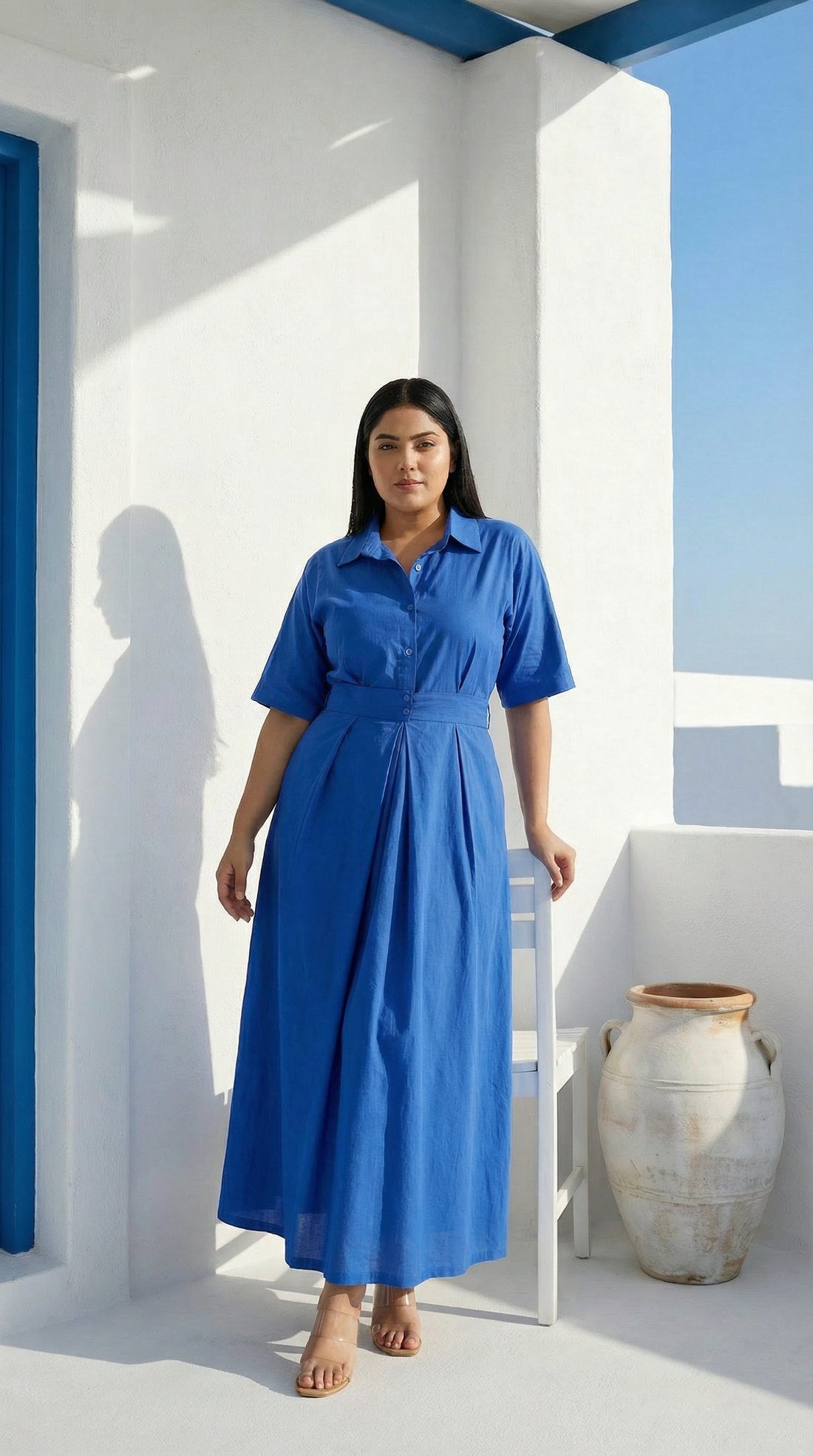 Azure Pleat Dress