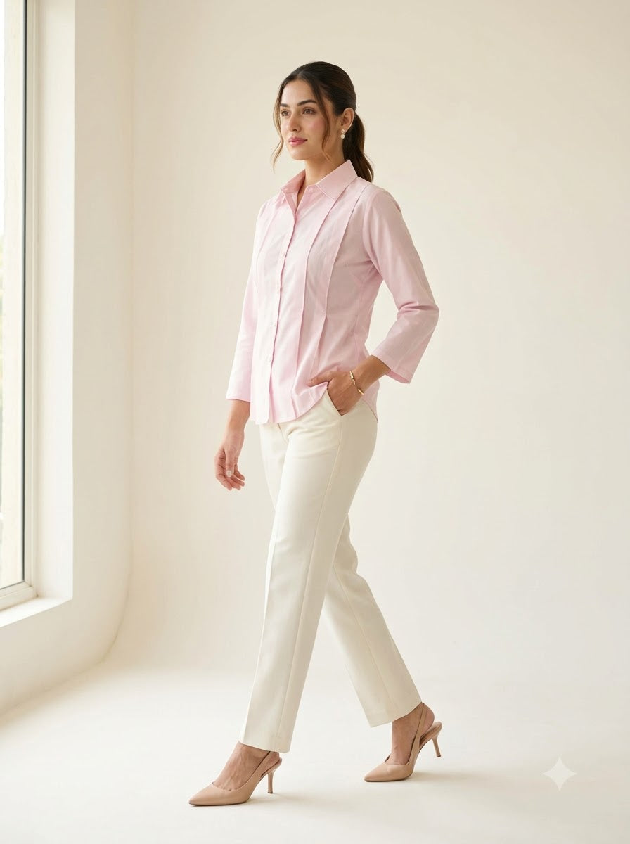 Blush Pleat Top