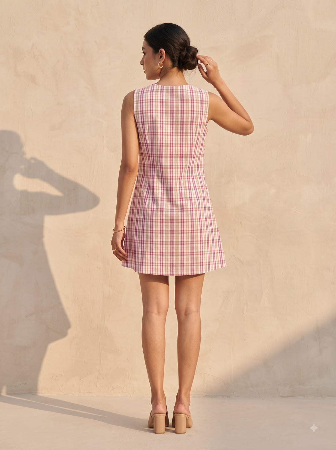 Blush Check Mini Dress