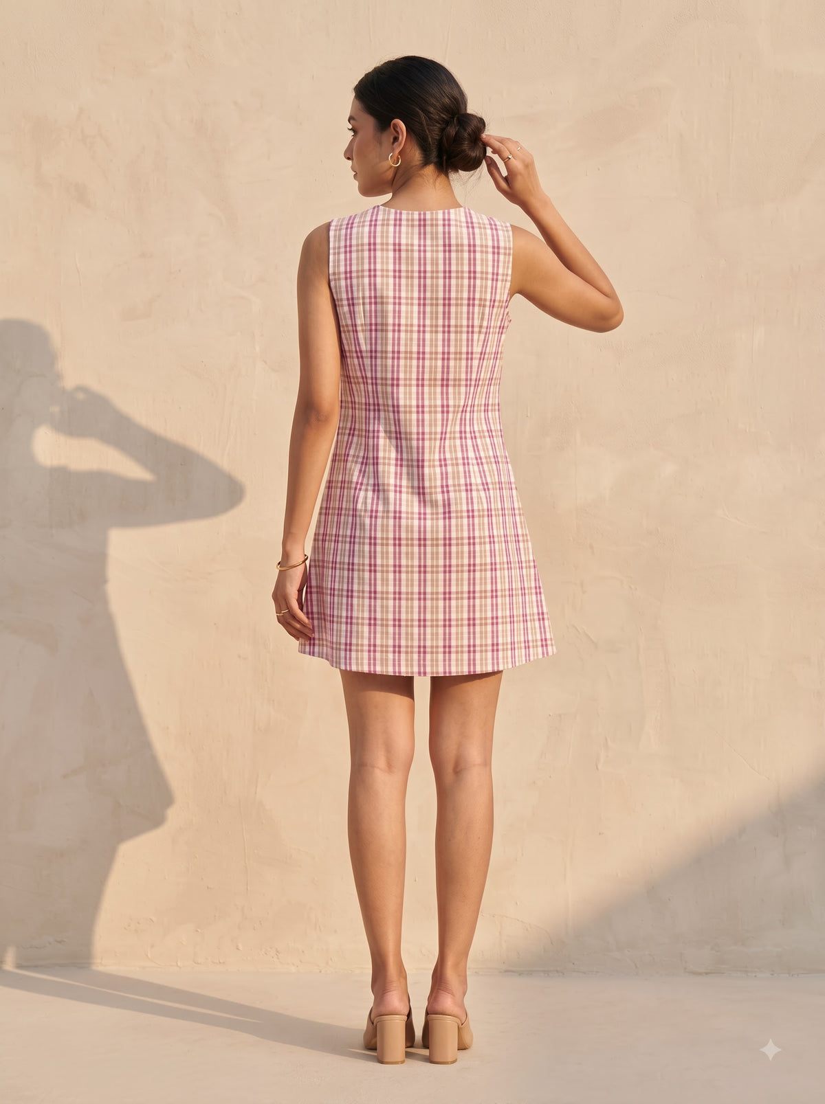 Blush Check Mini Dress