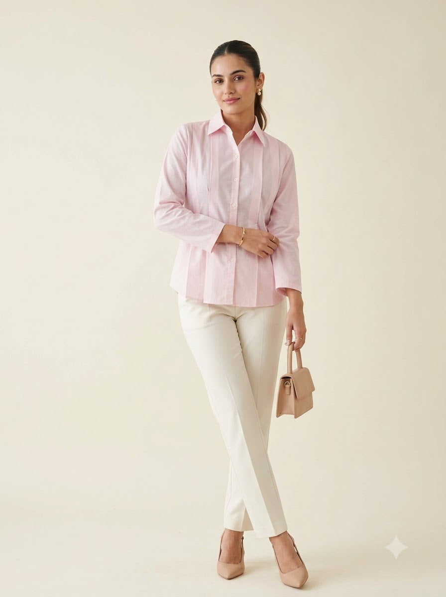 Blush Pleat Top