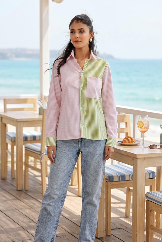 Mint & Blush Contrast Shirt